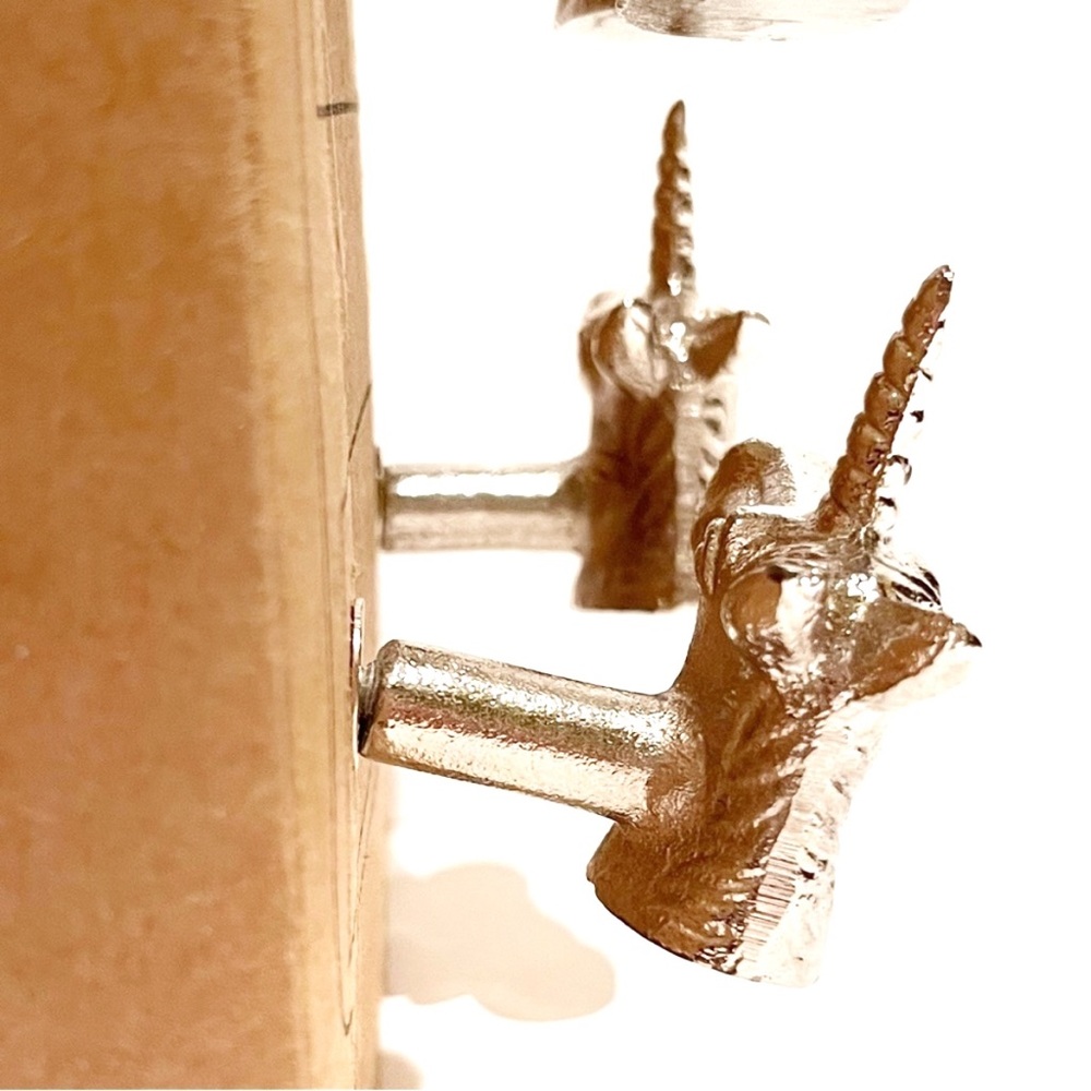 Unicorn Silver Metal Dresser Desk Drawer Knobs Set of 6 Kids Bedroom Cabinet Fun - Picture 8 of 13